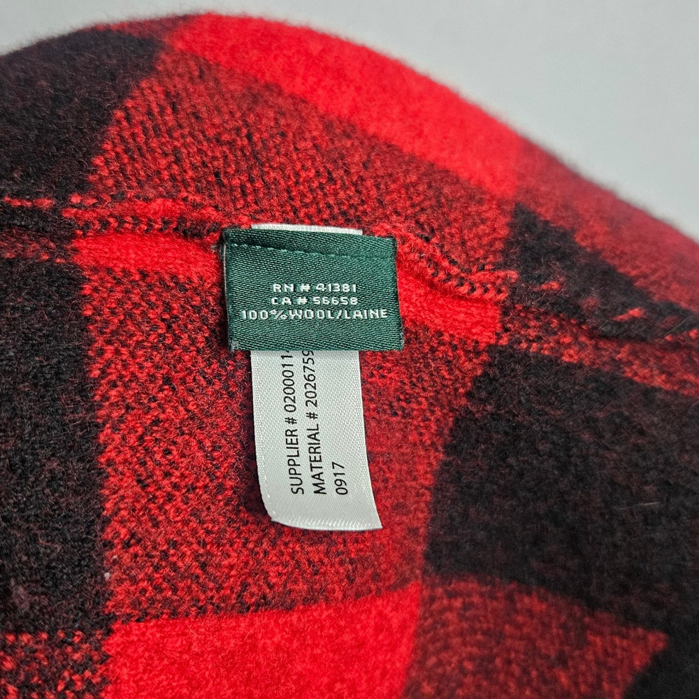 Lauren Ralph Lauren Red Black Buffalo Plaid 100% Wool Draped Cardigan Plus 3X - Picture 4 of 8